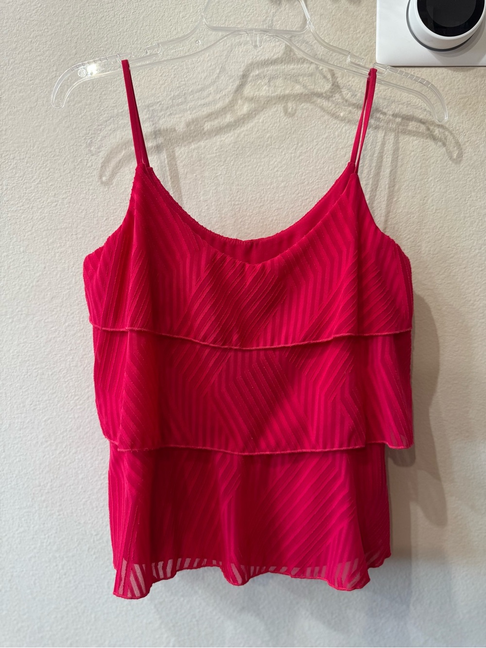 Anthropologie Amadi Ameline Dark Pink Tiered Cami Tank Blouse Textured XS $90